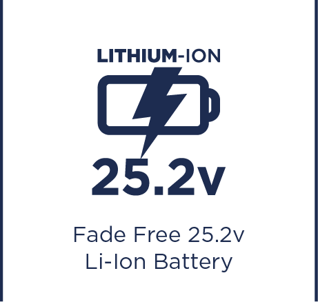 Li-Ionbatterij van 25,2 volt, zonder vermogensverlies