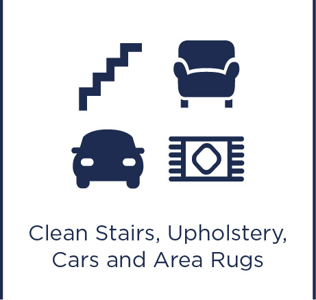 Maak trappen, stoffering, auto's en karpetten schoon